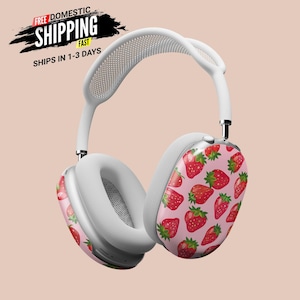 AirPods Max Headphone Covers  Girly Strawberries Design  Durable Polycarbonate Case for AirPods Max Protection and Personalization