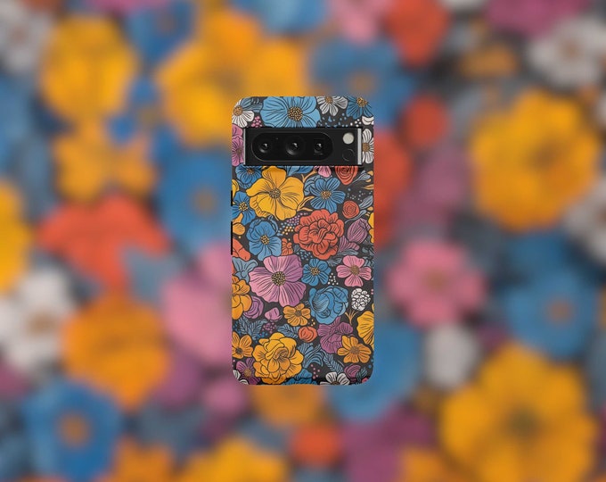 Retro Bloom Tough Phone Case For Google Pixel 9, 9 Pro, 9 Pro XL, 8, 8 Pro, 7, 7 Pro, 6, and 6 Pro
