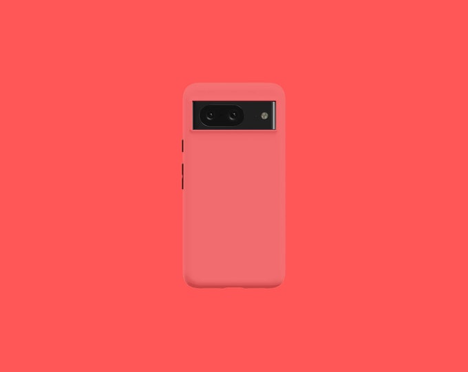 Coral Red Tough Phone Case For Google Pixel 9, 9 Pro, 9 Pro XL, 8, 8 Pro, 7, 7 Pro, 6, and 6 Pro