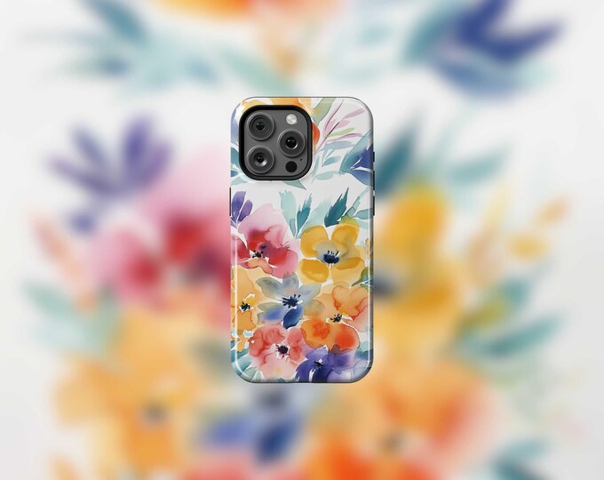 Pastel Watercolor Bouquet MagSafe Tough iPhone 13-16 and 16e Case