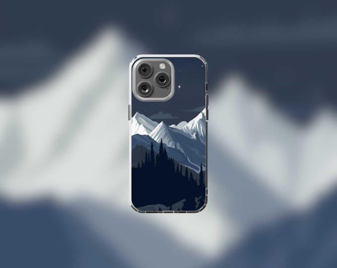 Mountain Peak Clear iPhone Case for 13-16 MagSafe Compatible