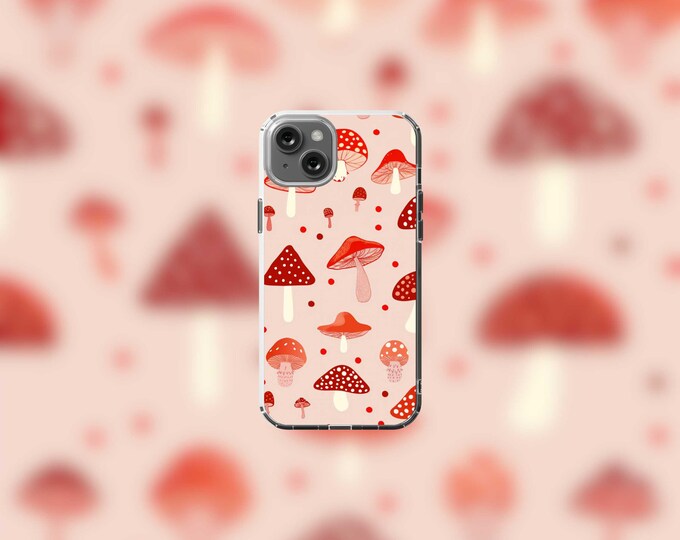 Mushroom Magic Clear iPhone Case for Models 13-16 with MagSafe
