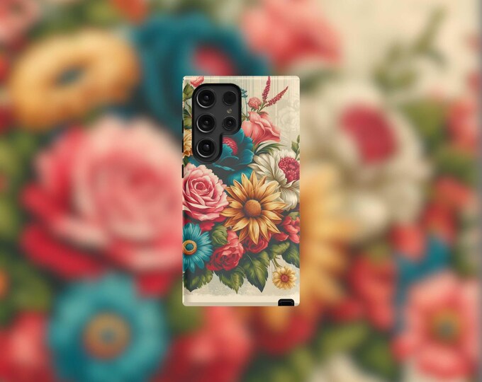 Retro Floral Samsung Tough Case - S22-S25 Series