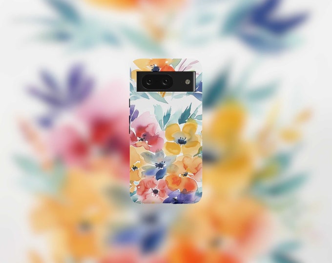 Pastel Watercolor Bouquet Tough Phone Case For Google Pixel 9, 9 Pro, 9 Pro XL, 8, 8 Pro, 7, 7 Pro, 6, and 6 Pro