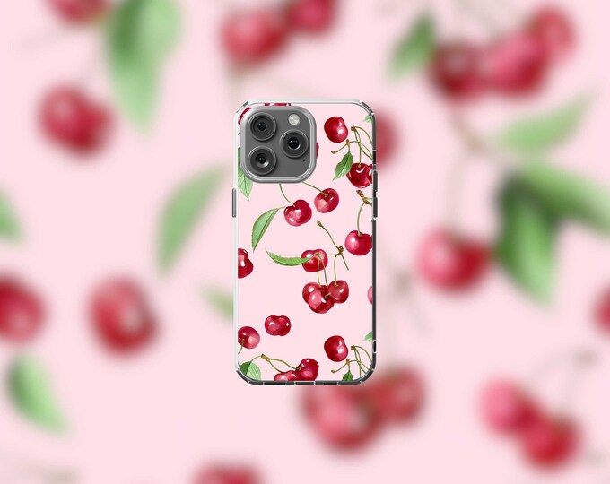 Summer Cherries Clear MagSafe Case for iPhone 12-15