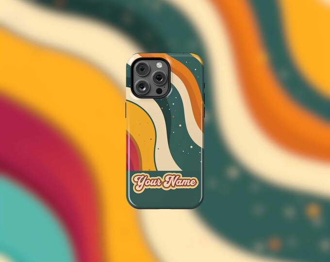 Retro Groovy Personalized MagSafe Tough iPhone 13-16 and 16e Case