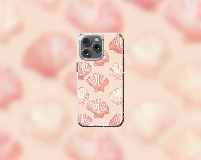 Pastel Pink Seashell MagSafe Clear iPhone Case  iPhone 12-15 Compatible