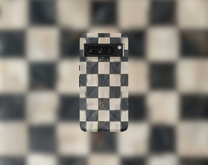 Checkered Tough Phone Case For Google Pixel 9, 9 Pro, 9 Pro XL, 8, 8 Pro, 7, 7 Pro, 6, and 6 Pro