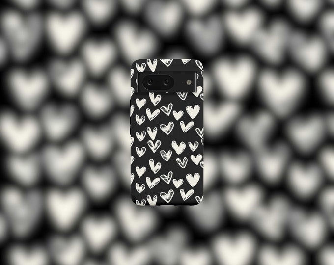 White Hearts Tough Phone Case For Google Pixel 9, 9 Pro, 9 Pro XL, 8, 8 Pro, 7, 7 Pro, 6, and 6 Pro