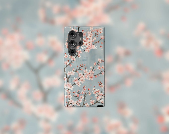 Full Cherry Blossom Samsung Galaxy Tough Case | Dual-Layer S22-S25 Protection | Matte/Glossy Finish