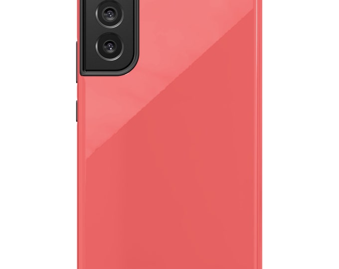 Coral Red Samsung Galaxy Case - S22/S23/S24 Series, Dual-Layer Protection, Glossy/Matte Finish, Scratch-Resistant - Made in USA