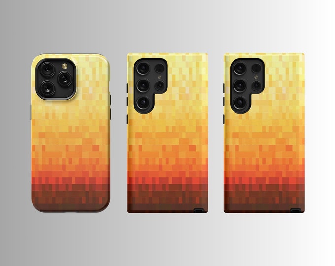 Pixelated Linear Gradient Phone Case - Red to Orange to Yellow - iPhone 14/15, Samsung S23/S24, Google Pixel 7/8 Typically 2-3 Days to Ship