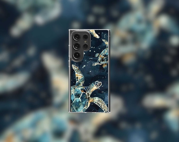 Navy Turtle Samsung Clear Case - S22/S23/S24 Series