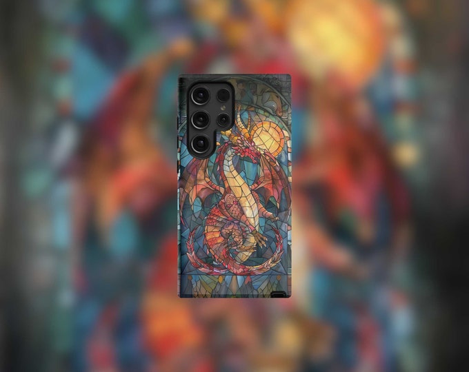 Stained Glass Dragon Samsung Tough Case - S22/S23/S24 Series, Matte/Glossy Finish