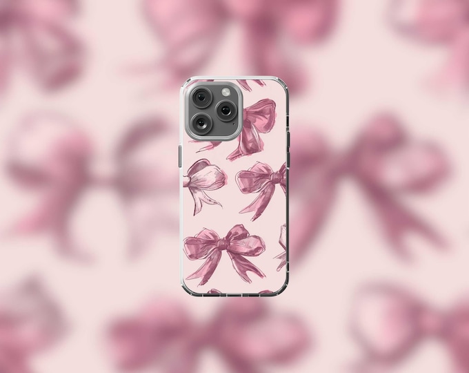 Pink Pastel Bows Clear MagSafe iPhone 13-16 Case