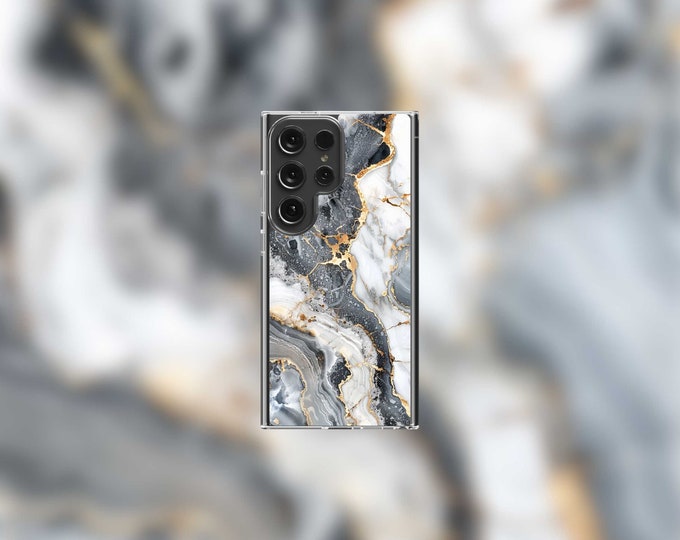 Marbled with Gold Details Samsung Clear Case - S22/S23/S24 Series