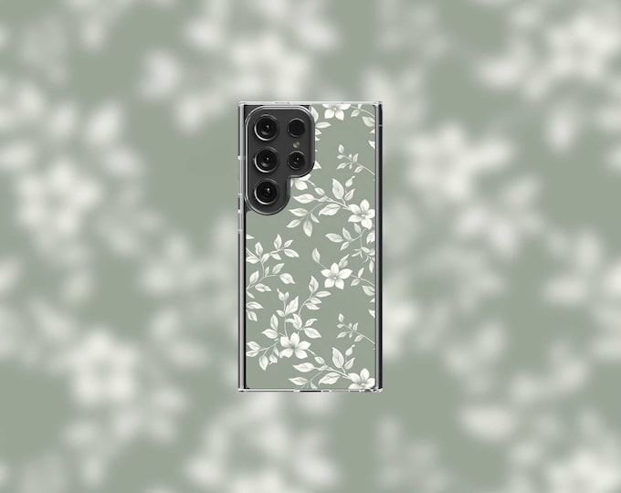 Sage White Jasmine Samsung Clear Case - S22/S23/S24 Series