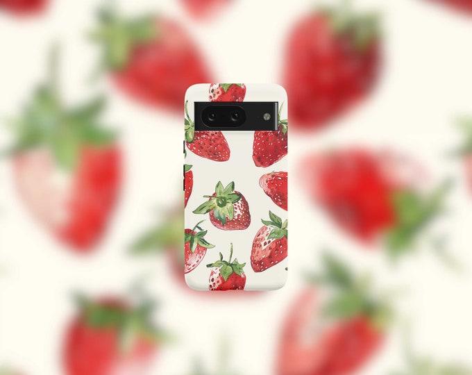 Summertime Strawberries Tough Phone Case For Google Pixel 9, 9 Pro, 9 Pro XL, 8, 8 Pro, 7, 7 Pro, 6, and 6 Pro