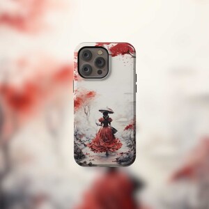 Red Toile Lady MagSafe Tough iPhone 12-15 Case | Scratch-Resistant, Dual-Layer Protection