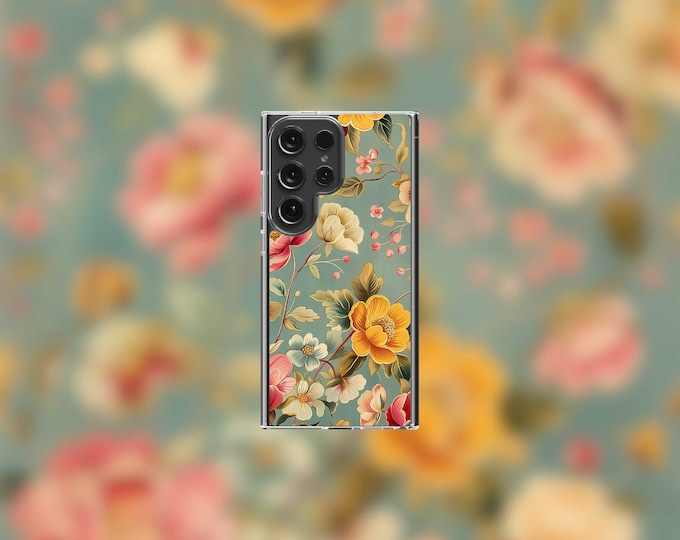Vintage Floral Samsung Clear Case - S22/S23/S24 Series