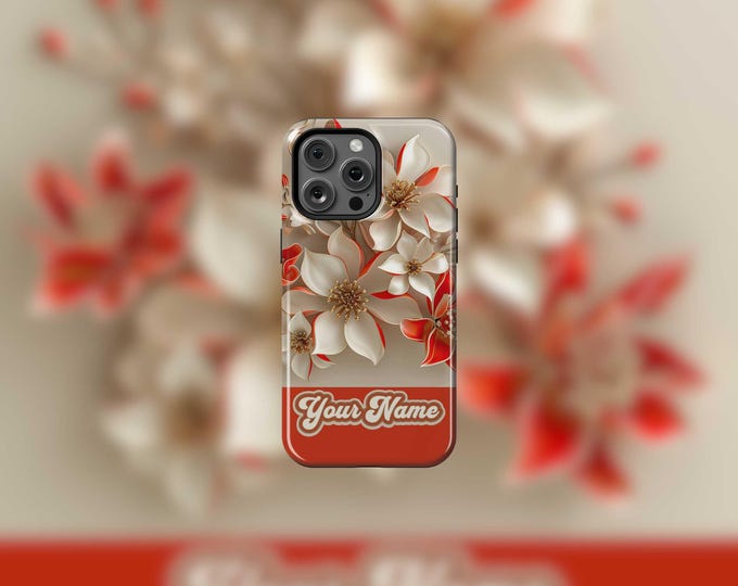 3D Floral Personalized MagSafe Tough iPhone 13-16 and 16e Case