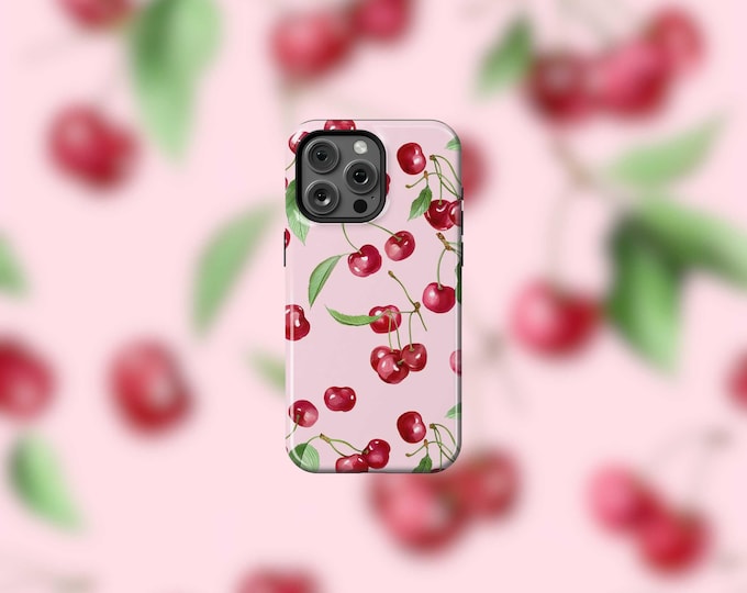 Summer Cherries MagSafe Tough iPhone 12-15 Case for Durable Protection and Stylish Design