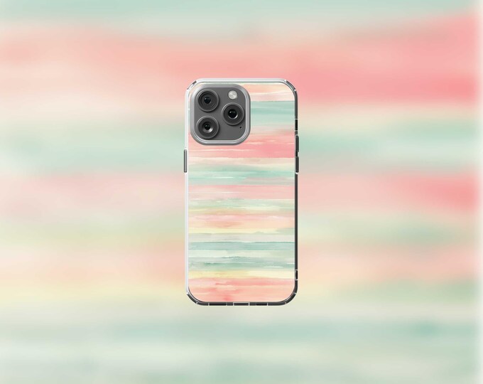 Clear MagSafe iPhone 13-16 Case with Soft Pastel Watercolor Design