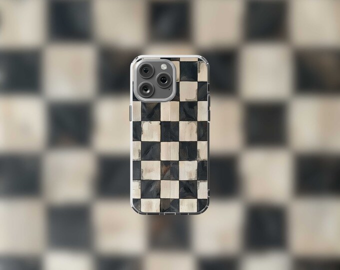 Checkered Clear MagSafe iPhone Case 12-15 Stylish Protection