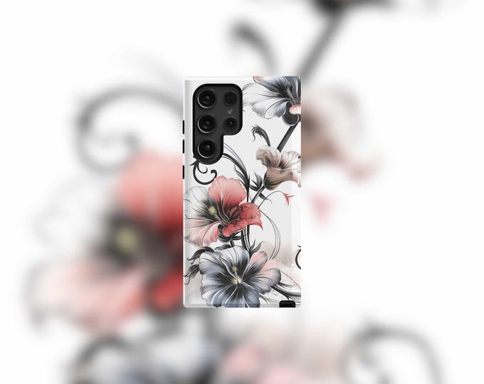 Monochrome Flowers Samsung Tough Case - S22-S25 Series