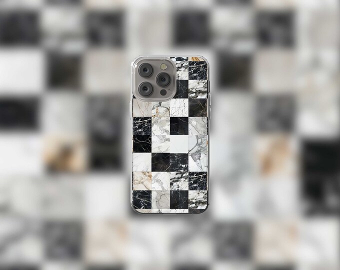 Checkered Marbled Clear MagSafe iPhone Case 12-15