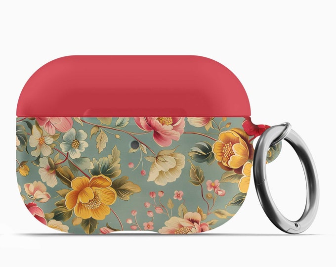 Vintage Floral AirPod Case with Keychain - Compatible with 1st  2nd Gen AirPods AirPod Pro