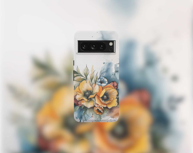 Watercolor Flora Tough Phone Case For Google Pixel 9, 9 Pro, 9 Pro XL, 8, 8 Pro, 7, 7 Pro, 6, and 6 Pro