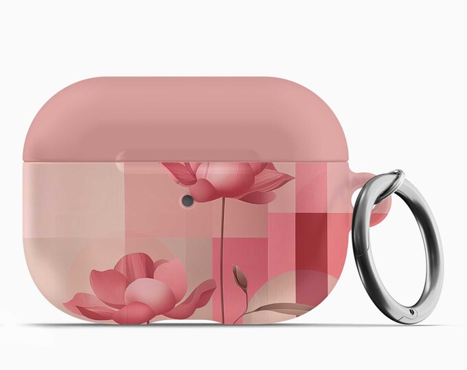 Modern Lotus AirPod Case w/Keychain - Fits 1st 2nd Gen AirPods AirPod Pros