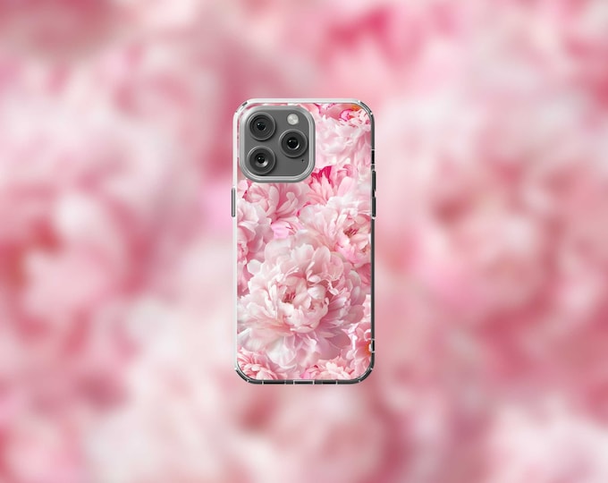 Blossomed Peonies Clear MagSafe iPhone 12-15 Case  Floral Phone Cover