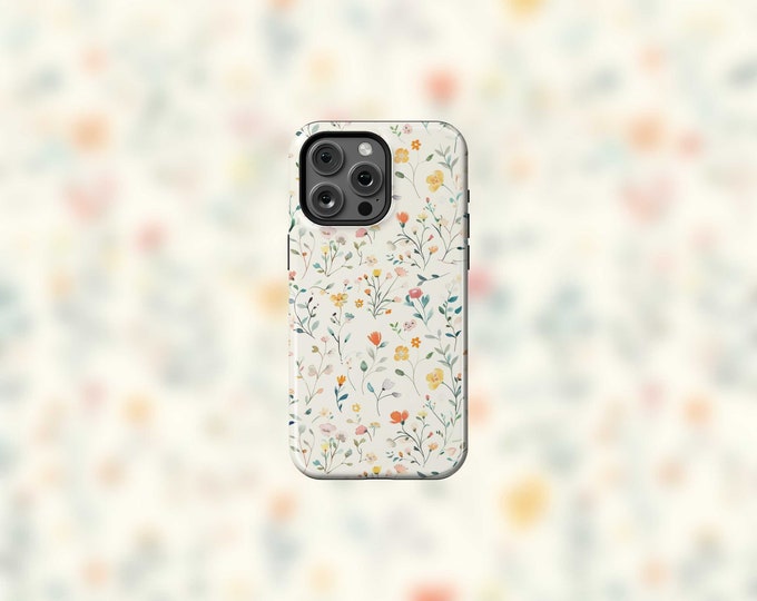 Cute Watercolor Flowers MagSafe Tough iPhone 12-15 Case