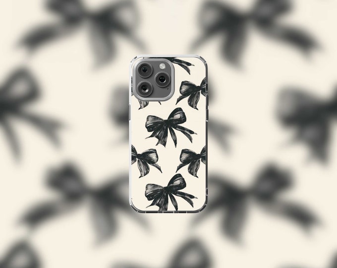 Clear MagSafe iPhone 12-15 Case with Sophisticated Bows Design