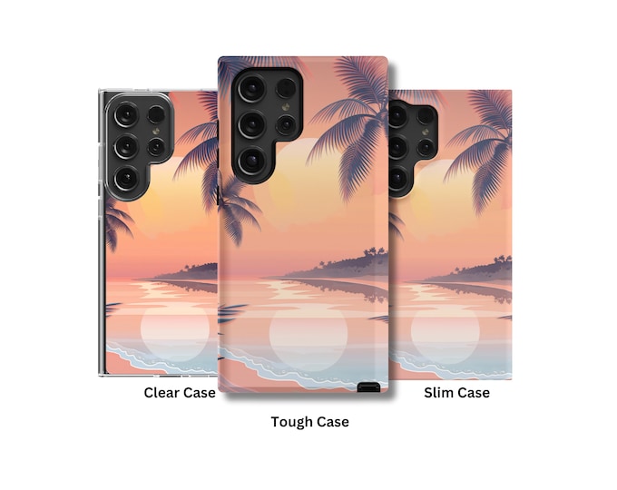 Tropical Sunset Dreams Samsung Phone Case Tough/Slim/Clear Options for Samsung S22/S23/S24, Design - Typically 1-3 Days to Ship