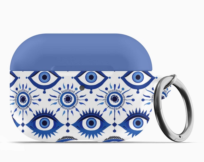 Blue Evil Eye AirPod Case w/Keychain - Fits 1st 2nd Gen AirPods AirPod Pros