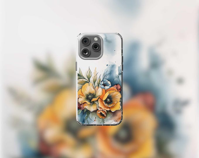 Watercolor Flora MagSafe iPhone Case 13-16 Clear  Stylish Design