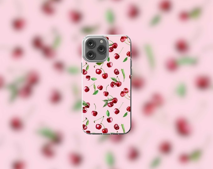 Clear MagSafe iPhone 13-16 Case - Summer Cherries Design
