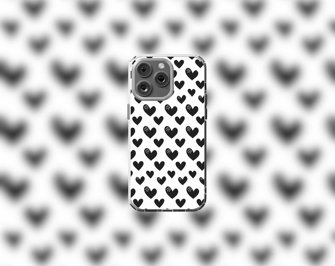 Black Hearts MagSafe iPhone Case  Clear Phone Protection for iPhone 13-16