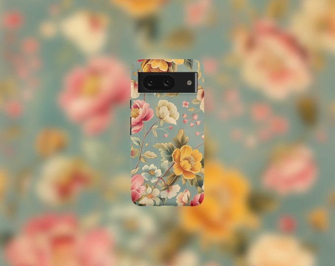 Vintage Floral Samsung Tough Case - S22/S23/S24 Series, Matte/Glossy Finish