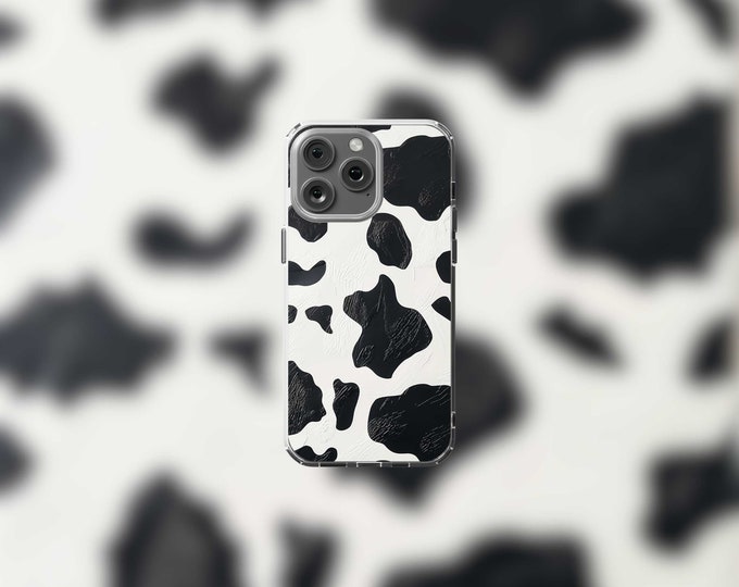 Cow Print Clear MagSafe Case for iPhone 12-15 - Stylish Animal Design