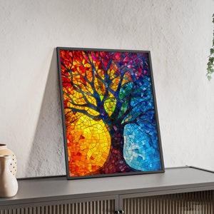 Stained Glass Tree Of Life Print Tree of Life Poster, Yoga Art, Spiritual Symbol, Meditation Yoga Art, Mindfulness Art Print, Beautiful