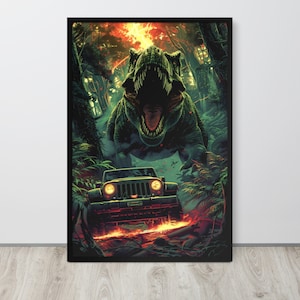 Dinosaur Jurassic Poster, Movie Poster, Jurassic Print, Trex, Minimalist Poster, Movie Wall Art, Man Cave Poster