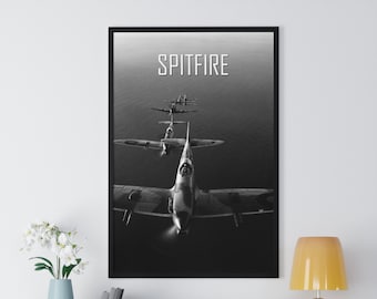 Spitfire-planaffischtryck, flygaffisch, flygplansväggkonst, stridsflygplansaffisch, andra världskrigetaffisch, första världskrigetaffisch, stridsflygplansaffisch