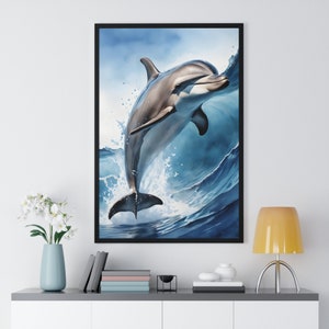 Dolphin Watercolor Print Poster, Dolphin Wall Art, Nautical Nursery, Dolphin Wall Decor, Animal Watercolor, Ocean wall art
