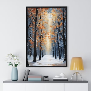 Winter Sunset Poster Print, Winter Leaves Poster, Winter Forest Wall Art, Winter Forest Poster, Art Print, Winter Leaves Art, Winter Print