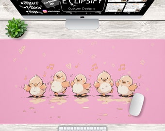 Süße Ente Kawaii Maus Pad, Ente Schreibtischmatte, Lofi, Pastell Schreibtischmatte, Süße Schreibtischmatte, Pink, Gaming Maus Pad, Schreibtisch Dekoration, Hübsche Schreibtisch Dekoration