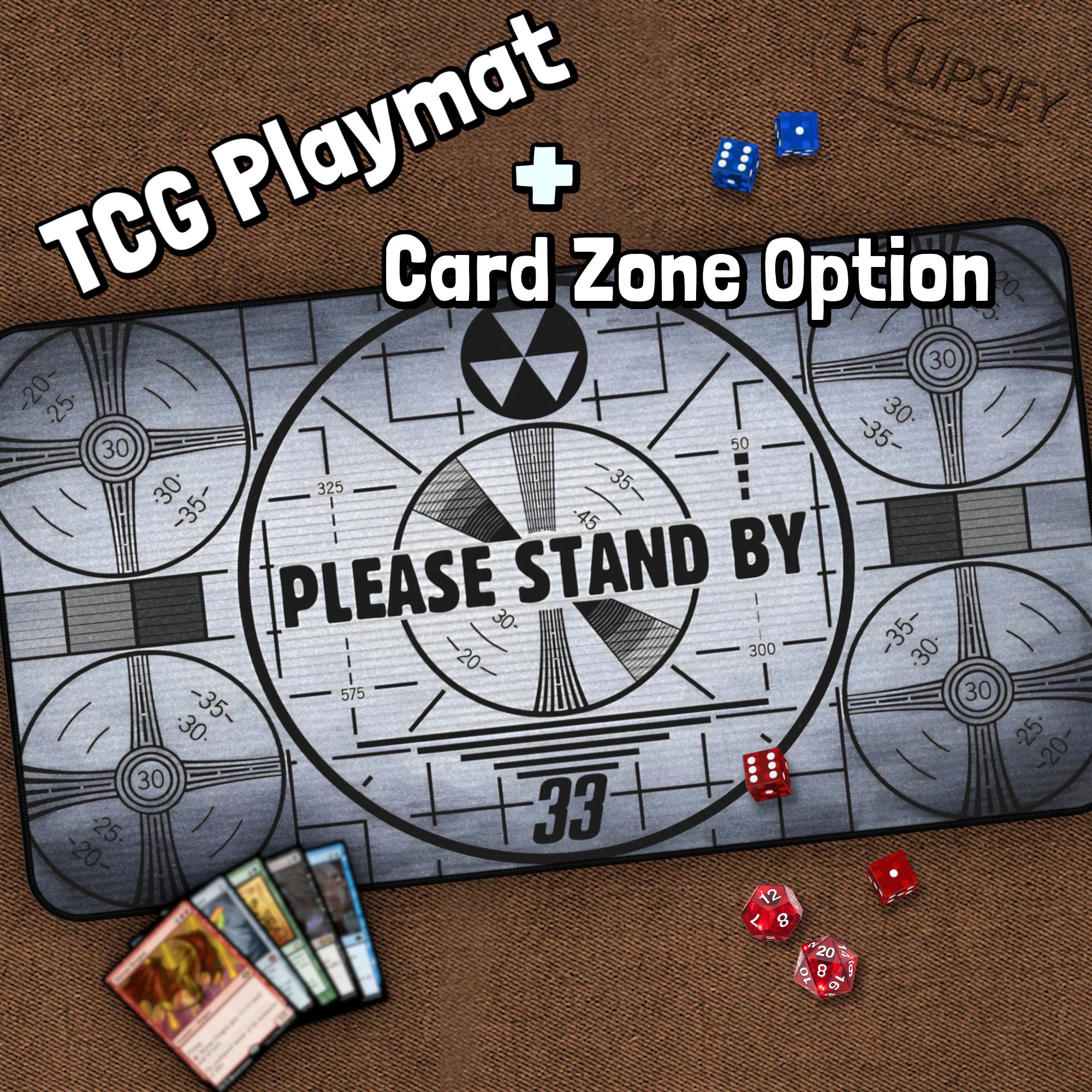 Nuclear Fall Out TCG Playmat, Please Stand By, Gaming MTG Play Mat With Zones, Nuclear Fall Out Playmat, Gifts for Gamers, Board Game